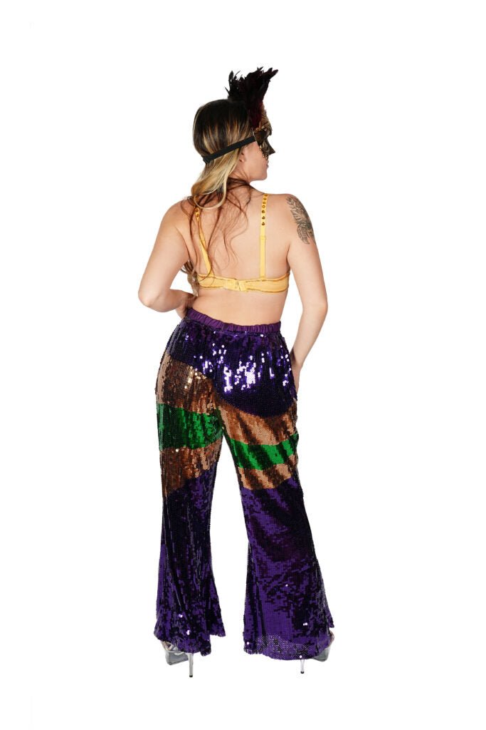 Mardi Gras Sequin Bell Bottom Pants