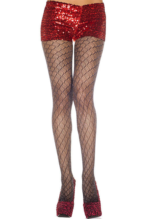 Lurex Diamond Design Tights: Black
