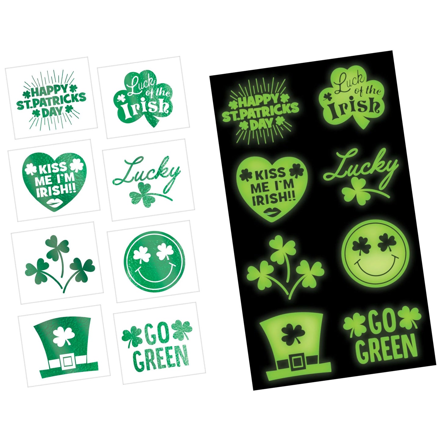 St. Pat's Glow in the Dark & Foil Tattoos