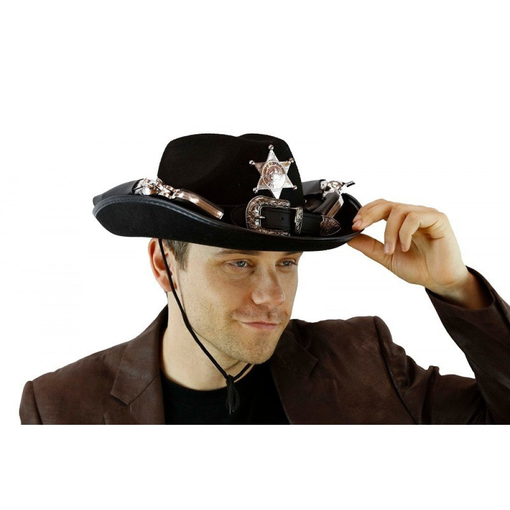 Black Cowboy Hat with Guns