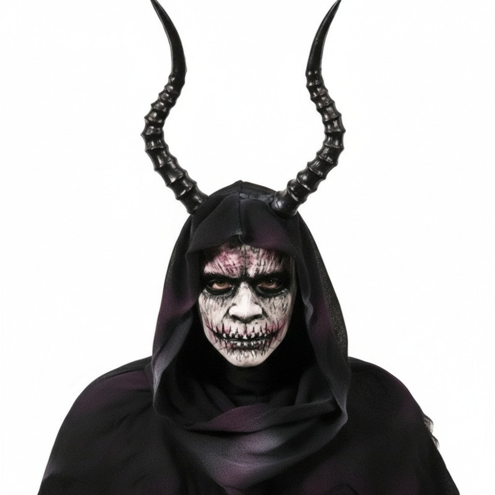 Black Horned Demon Hood Mask