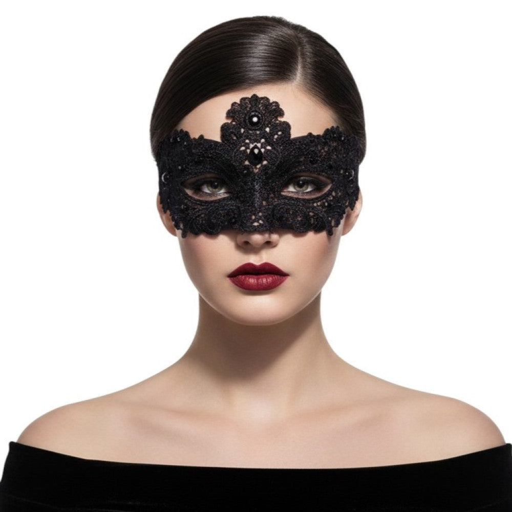Black Lacey Mask with Gemstones