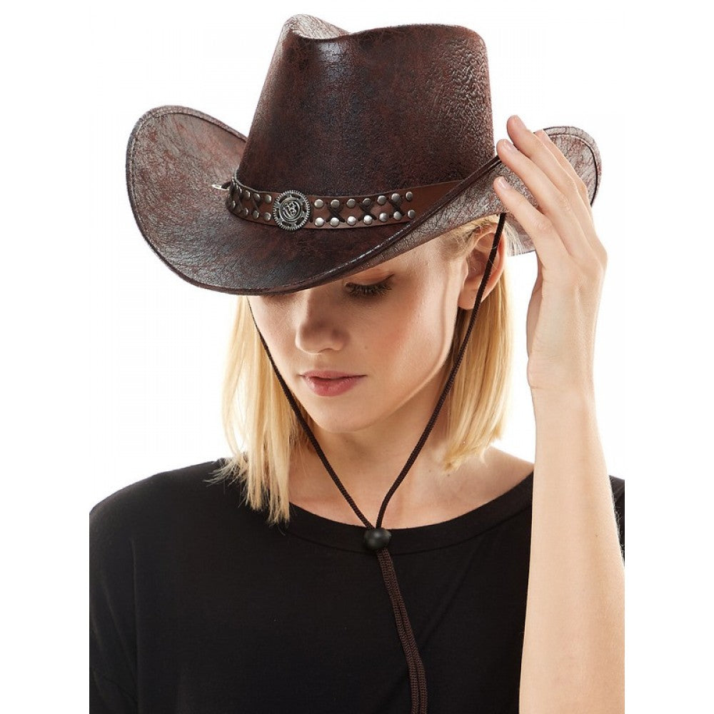 Brown Western Cowboy Hat w/ Medallion