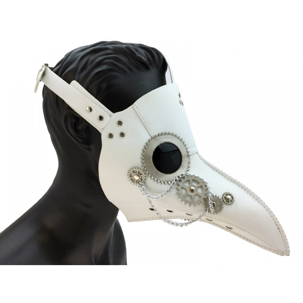Faux Leather Plague Doctor Mask - White