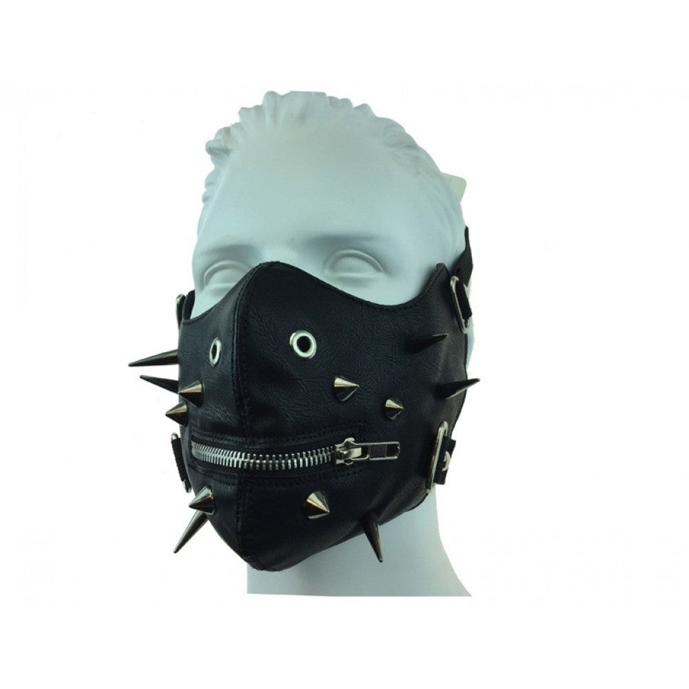 Leather Mouth Mask W/ Spike & Zip