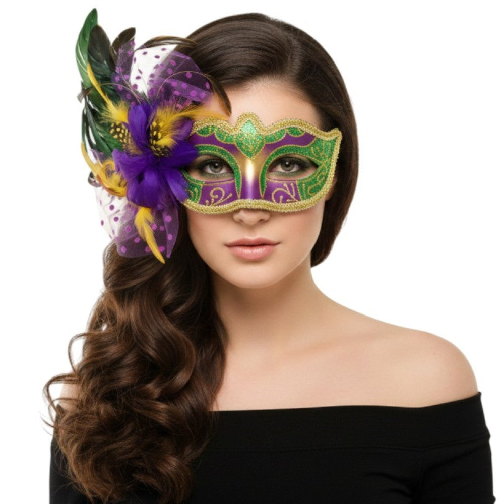 Mardi Gras Mask with Feather