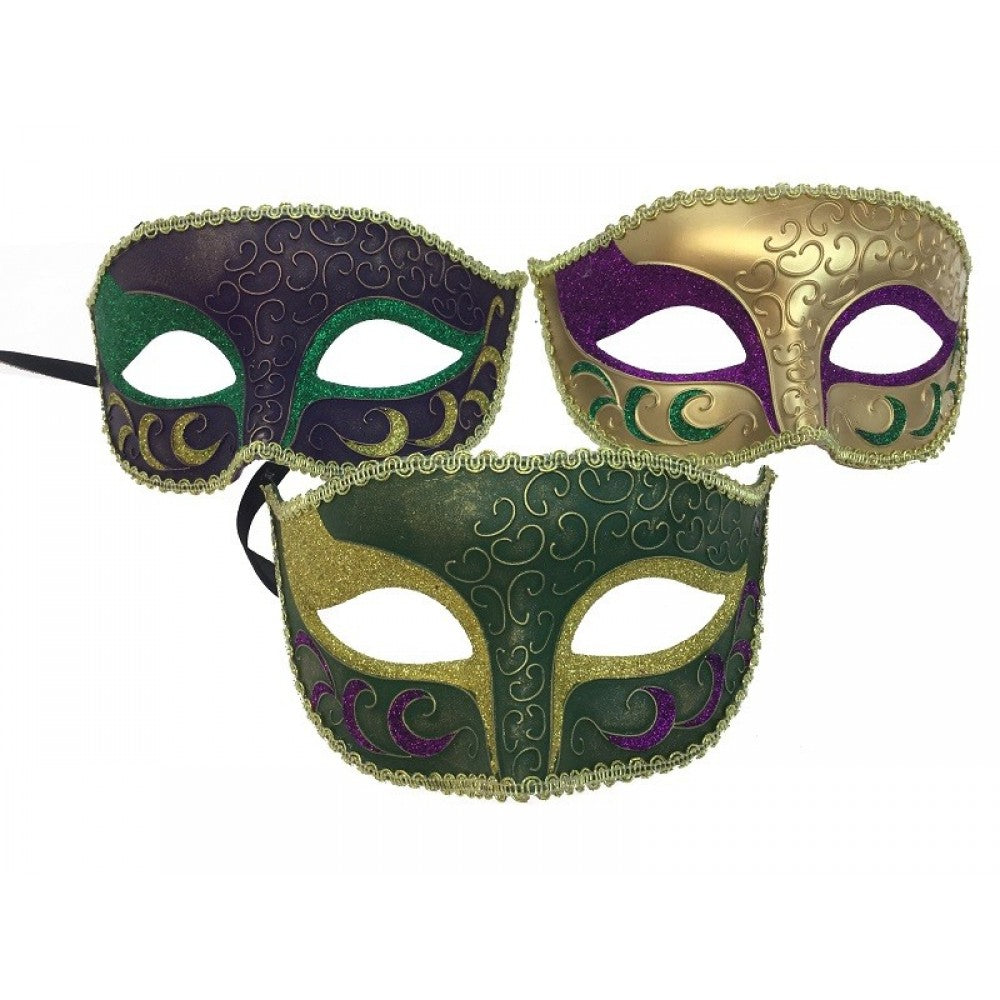Mardi Gras Swirl Glitter Mask