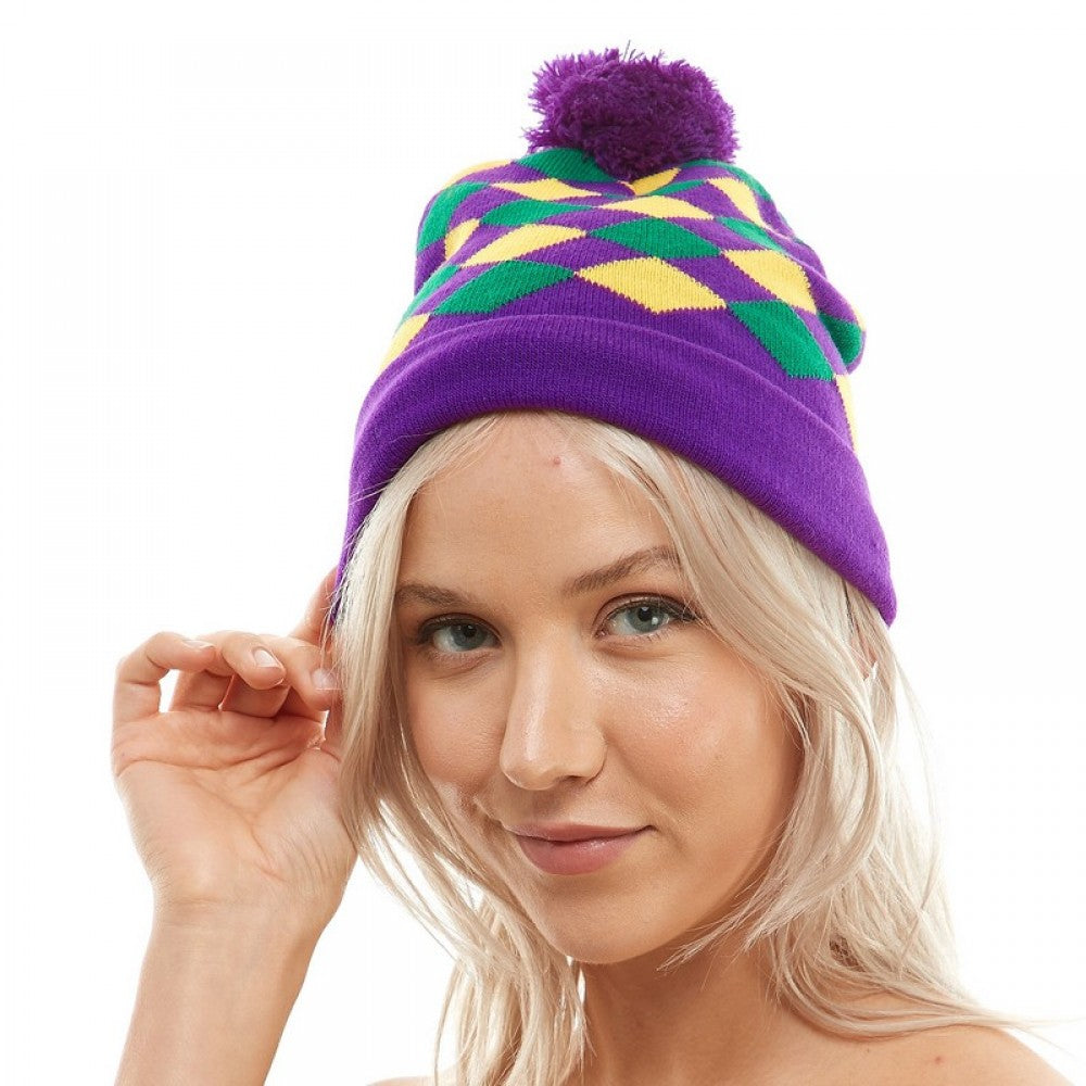 Mardi Gras Halequin Beanie Beanie Hat - PGG