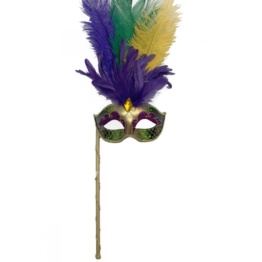 Mardi Gras Mask with Stick: PGG - Assorted
