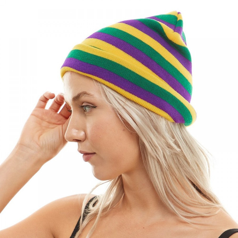 Mardi Gras PGG Striped Beanie