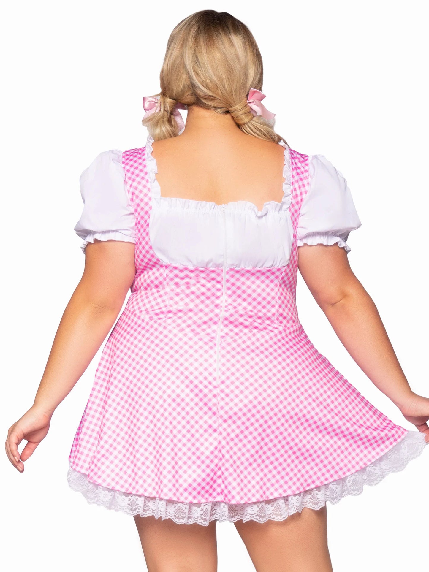 Women's Plus Gingham Dress: Pink/White