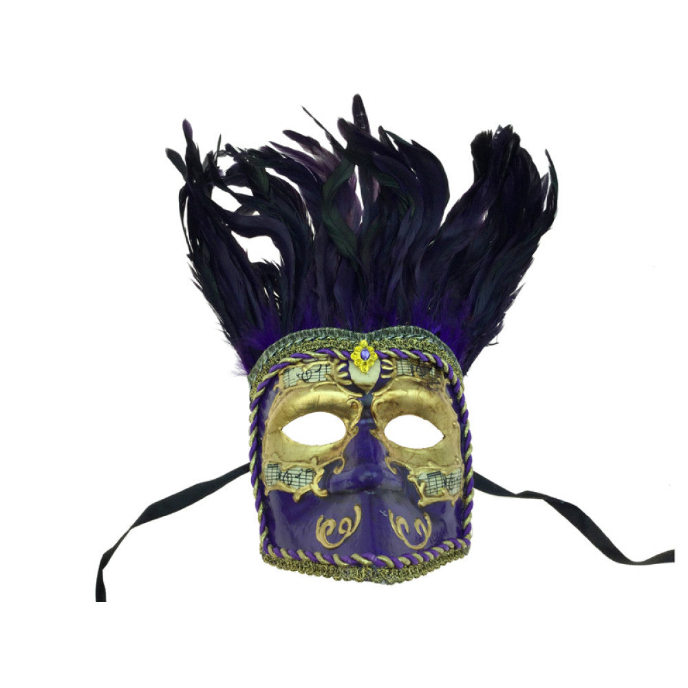 Purple Bauta Feather Mask