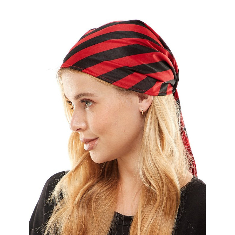 Red & Black Pirate Striped Bandana
