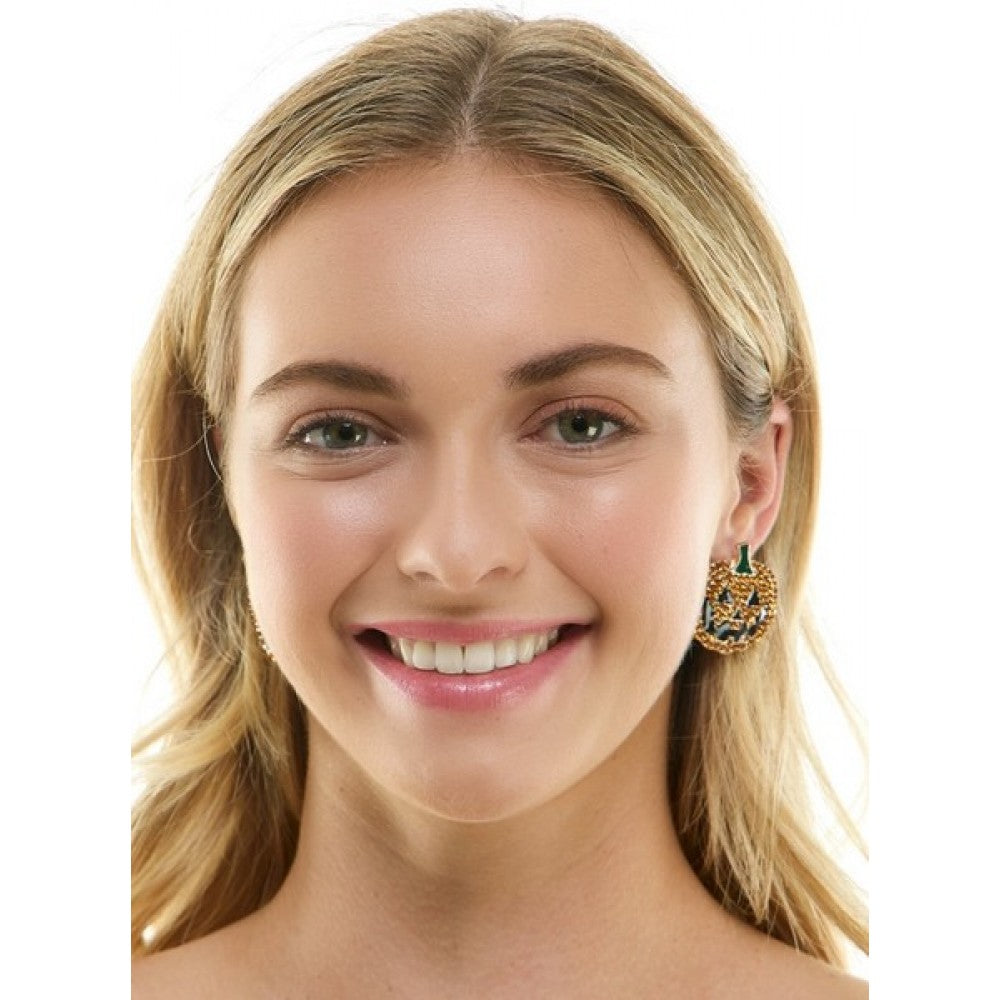 Rhinestone Pumpkin Earrings