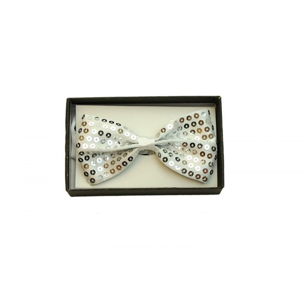 Sequin Bowtie - Silver