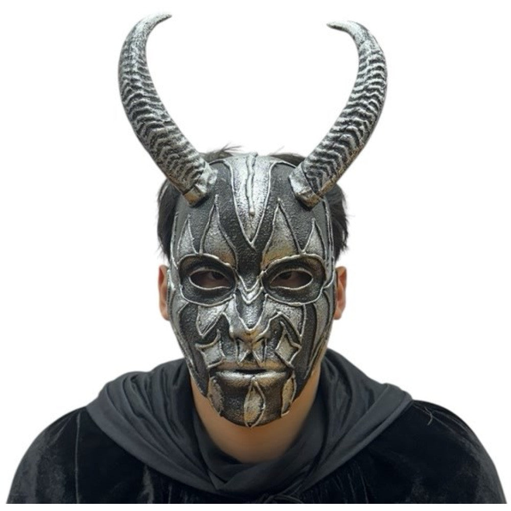 Silver Horned Demon Mask
