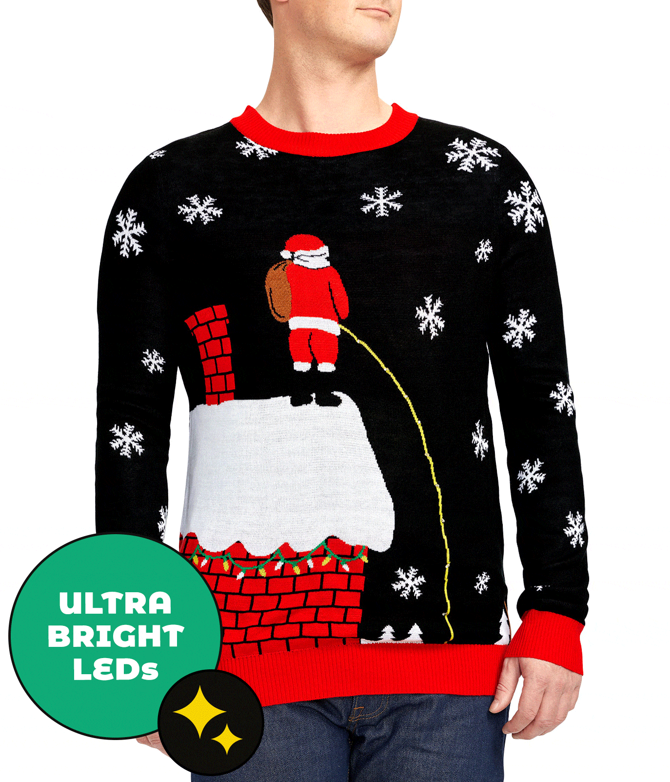 Leaky Roof Men's Light-Up Ugly Christmas Sweater