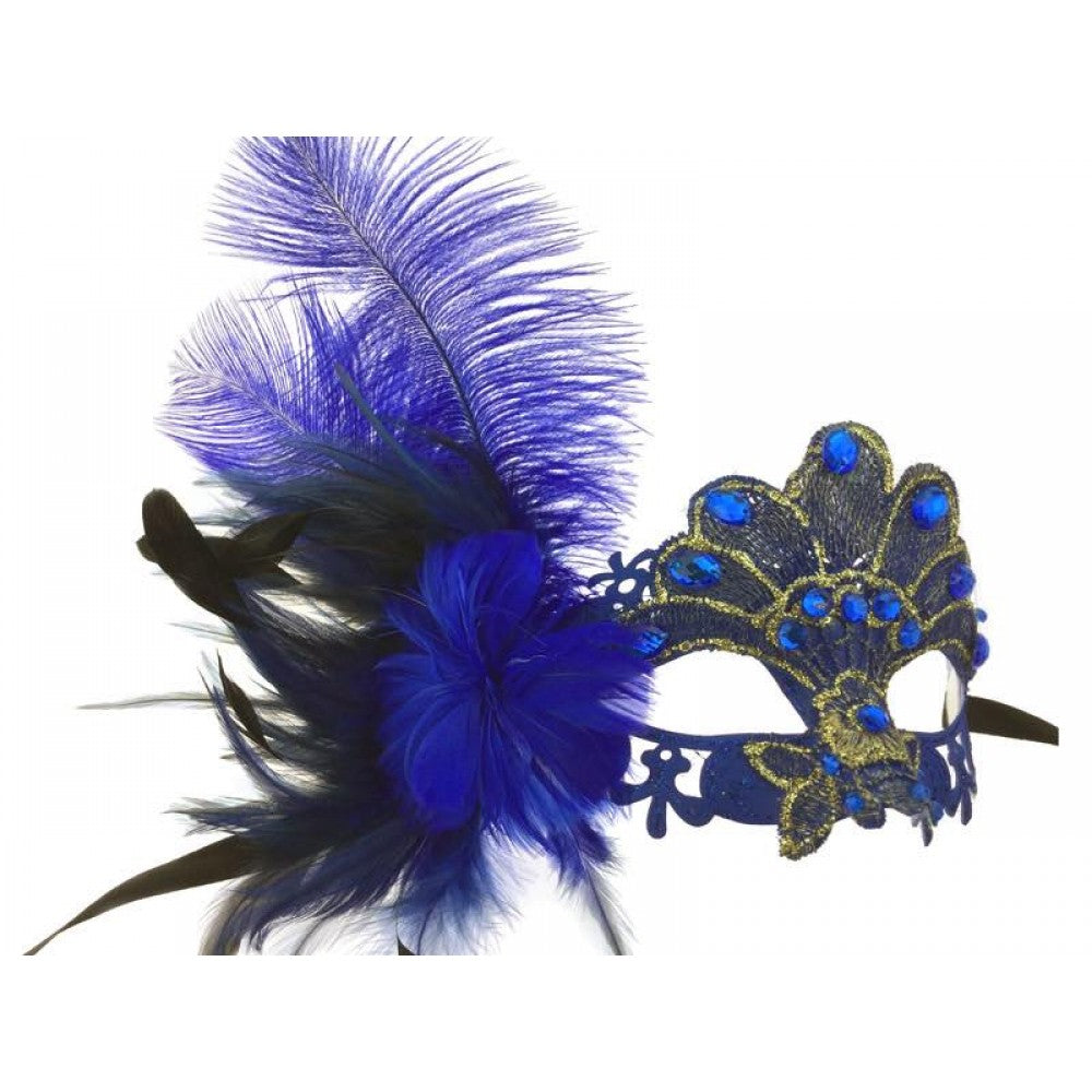 Venetian MG Lace w/ Feathers - Blue