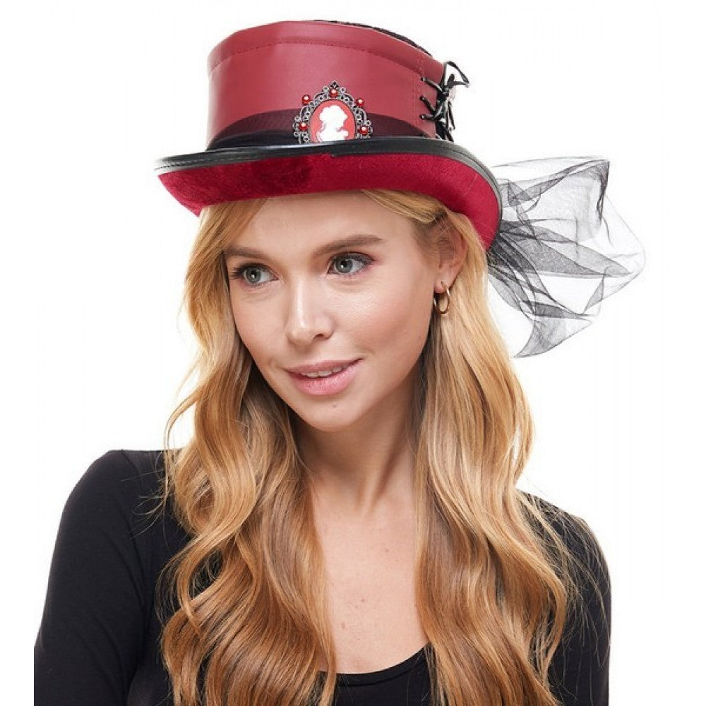 Women's Lace Top Hat - Red