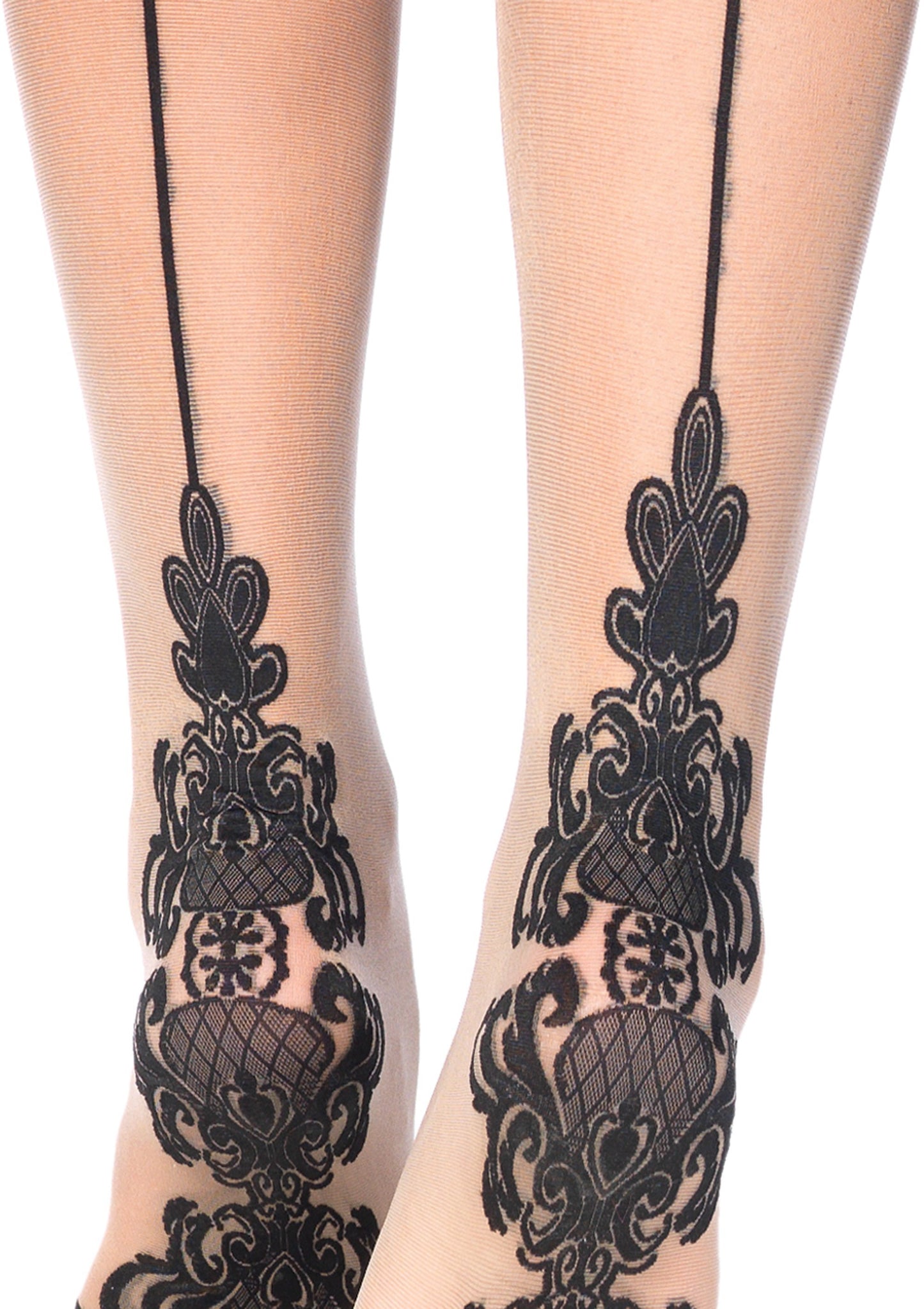 Baroque Backseam Stocking - Nude/Black