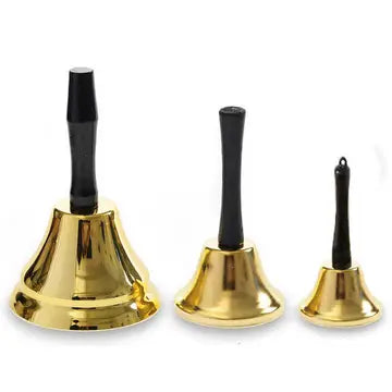 Gold Christmas Hand Bell with Wooden Handle