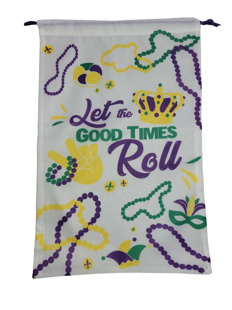 Mardi Gras Drawstring Nylon Bead Bag 14X20