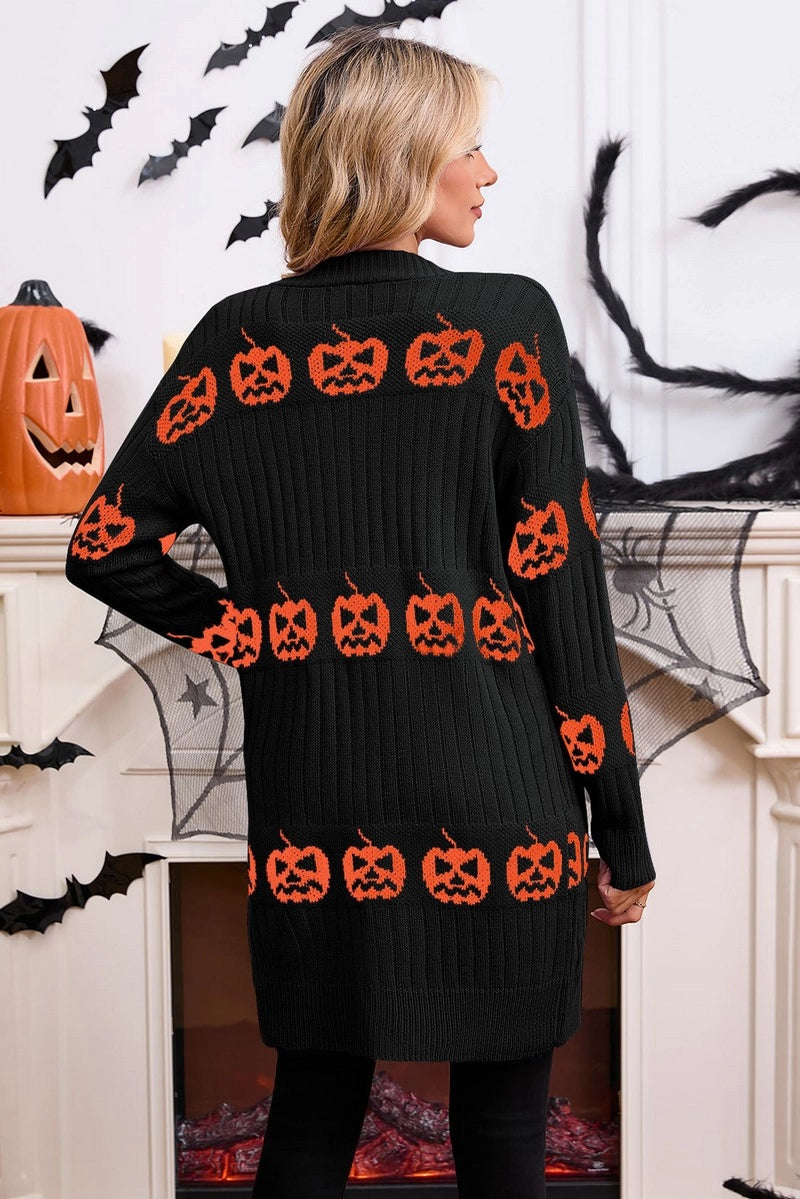 Pumpkin Jacquard Knit Cardigan