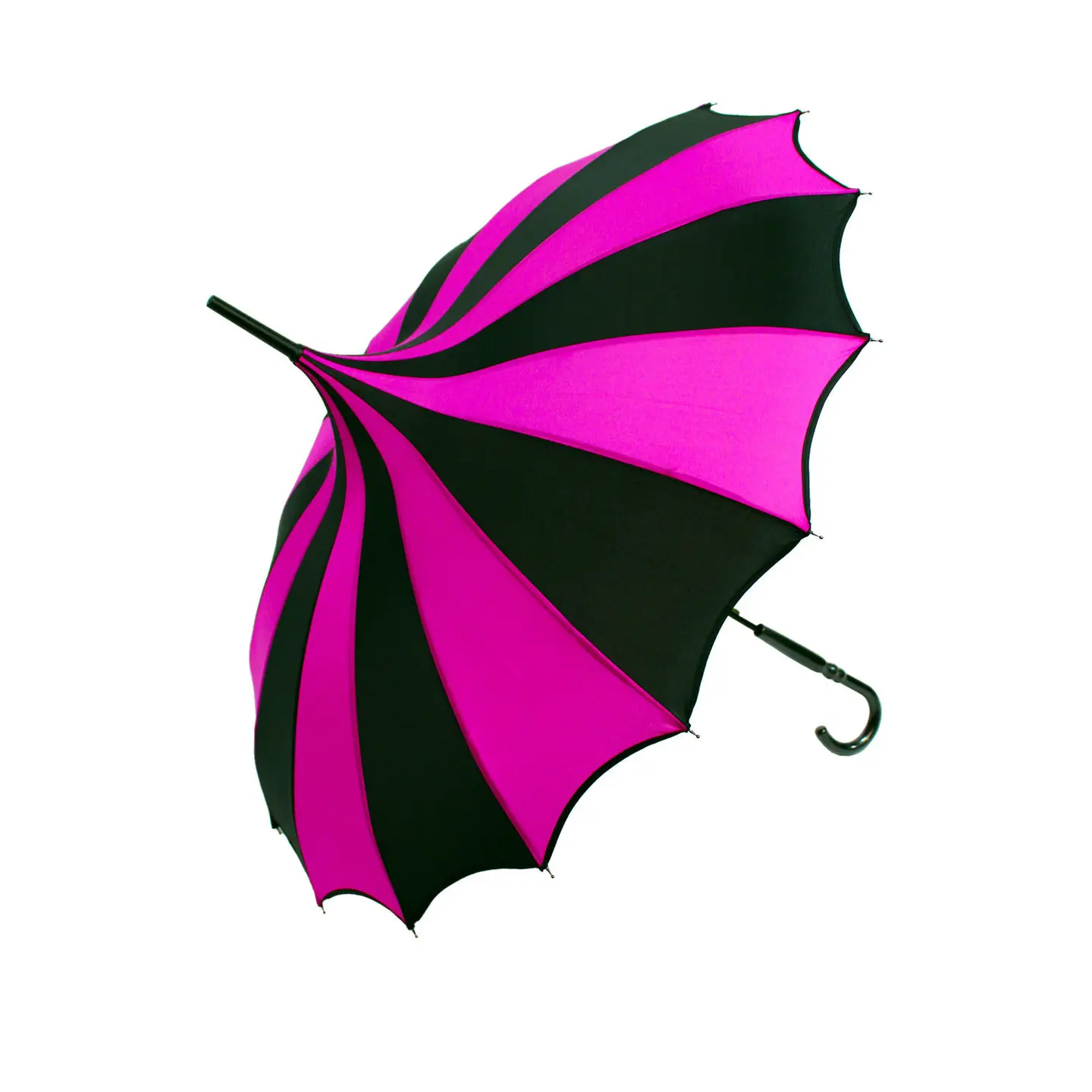 Batwing Pagoda Umbrella - Black/Hot Pink Striped