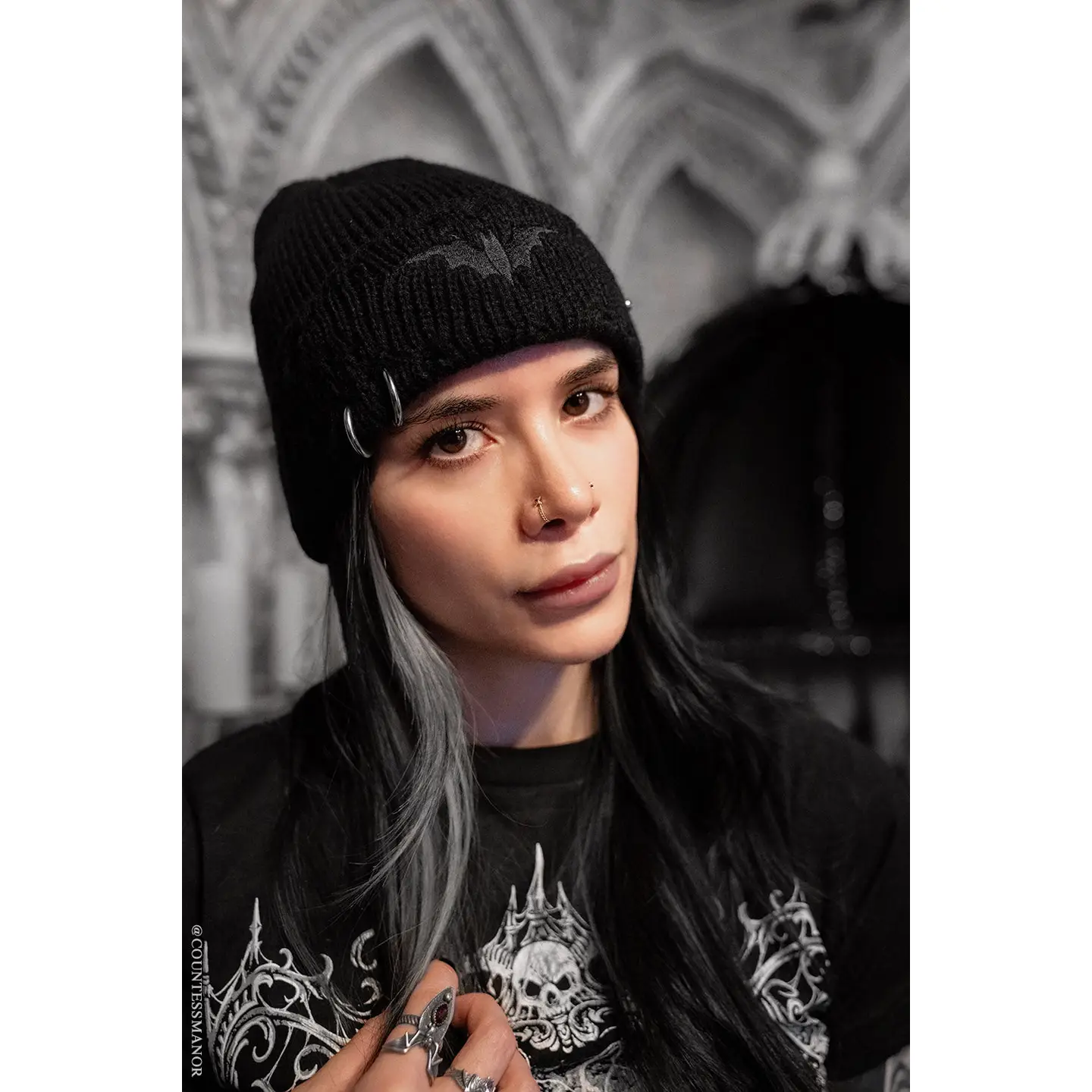 Distressed Pierced Beanie [Black Bat] – Johnnie Brocks
