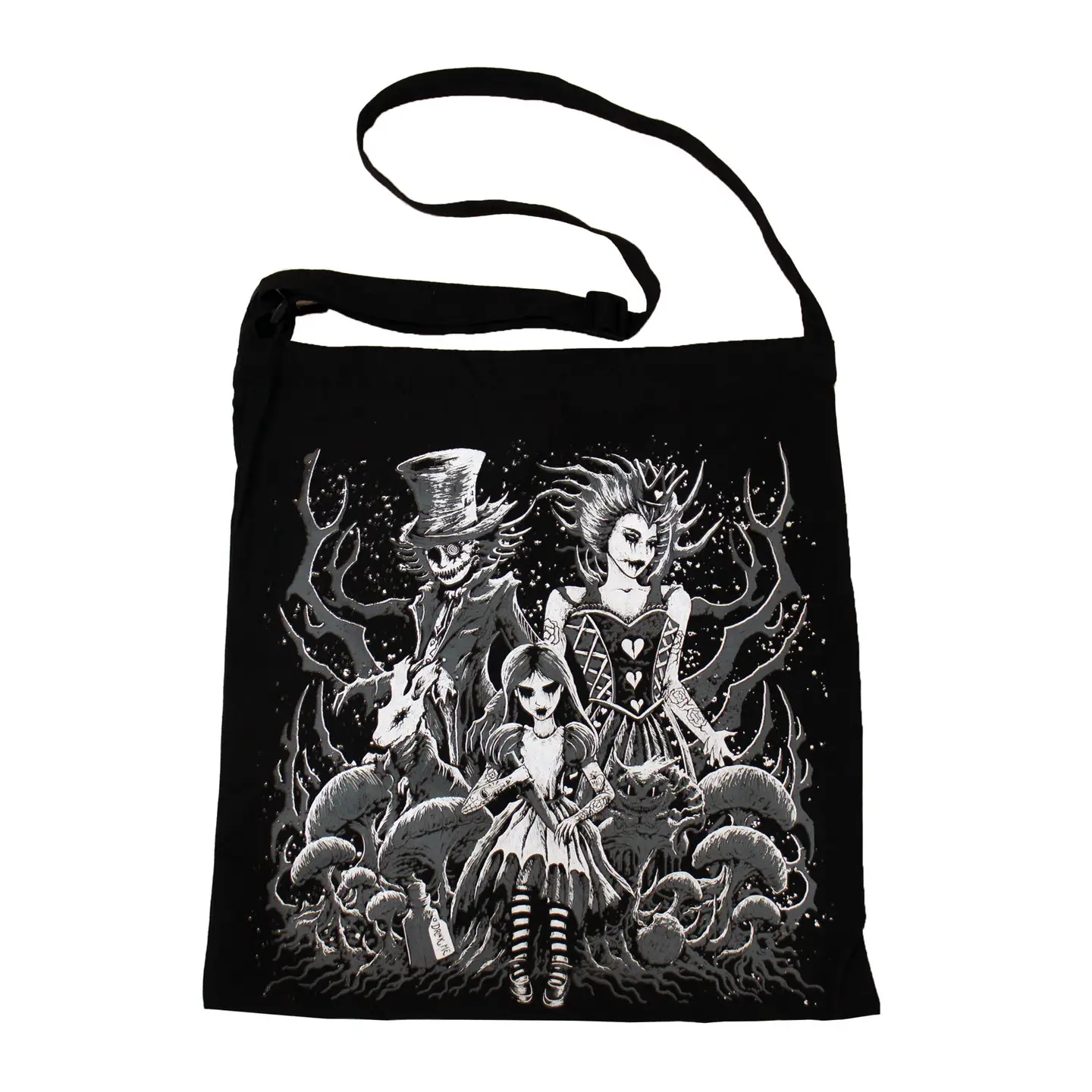 Shoulder Sling Zipper Tote Bag Malice In Wonderland