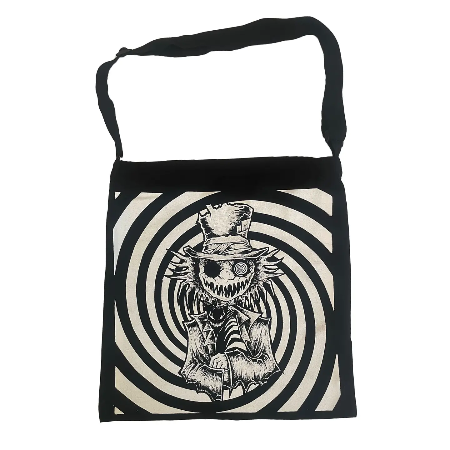 Shoulder Sling Zipper Tote Bag Mad Hatter Spiral