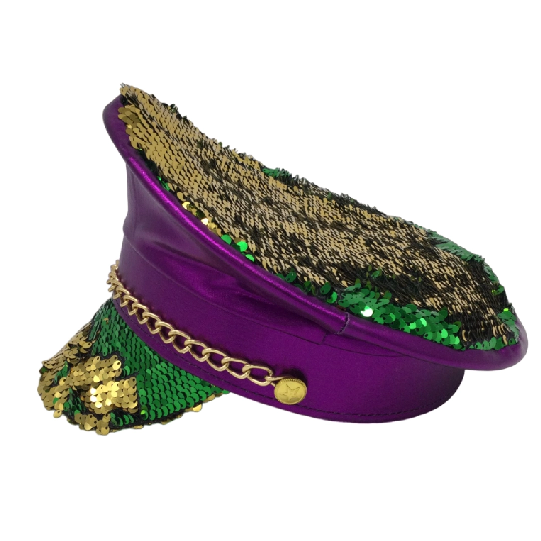Mardi Gras Sequins Biker Hat - PGG – Johnnie Brocks display picture 1