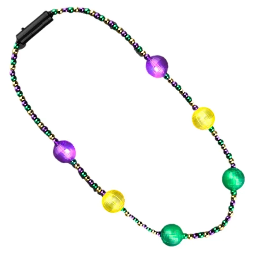 Light-Up Acrylic Beaded Mardi Gras Necklace