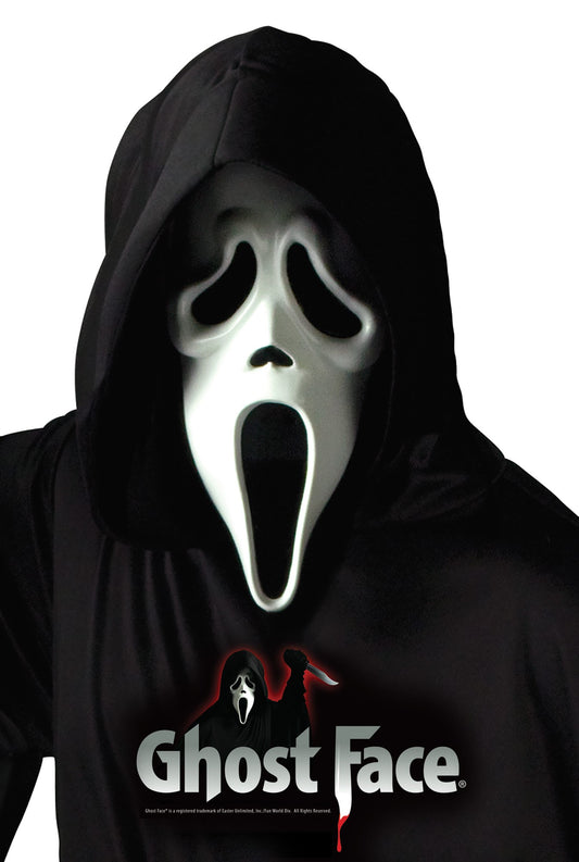 A high quality Ghost Face Mask with a shroud.