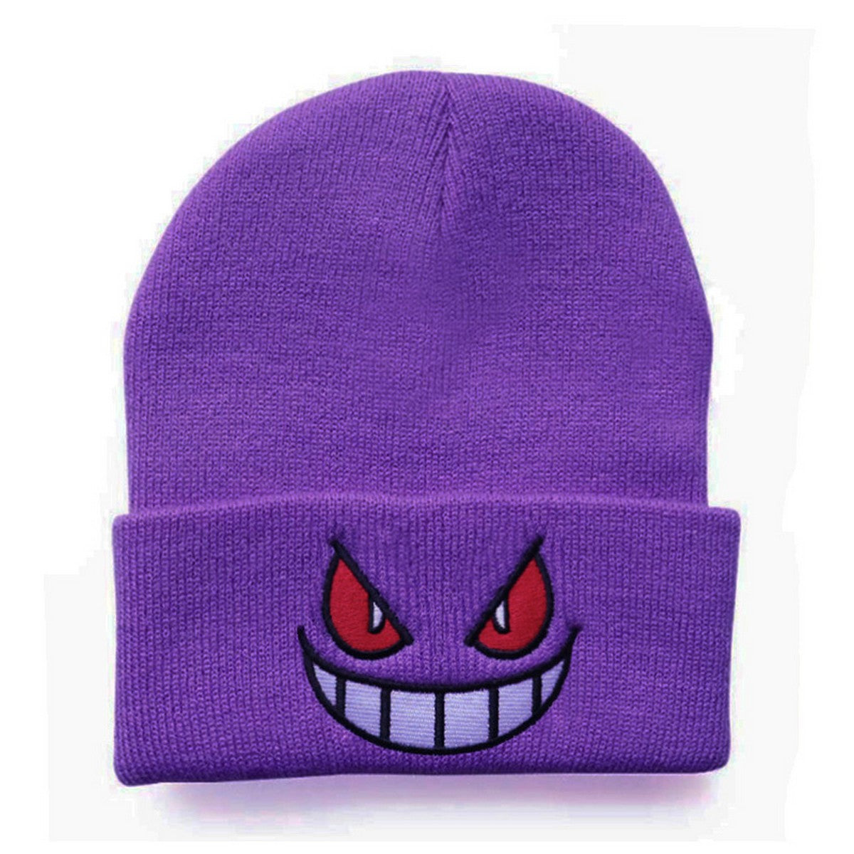 Embroidered Purple Monster Knit Beanie