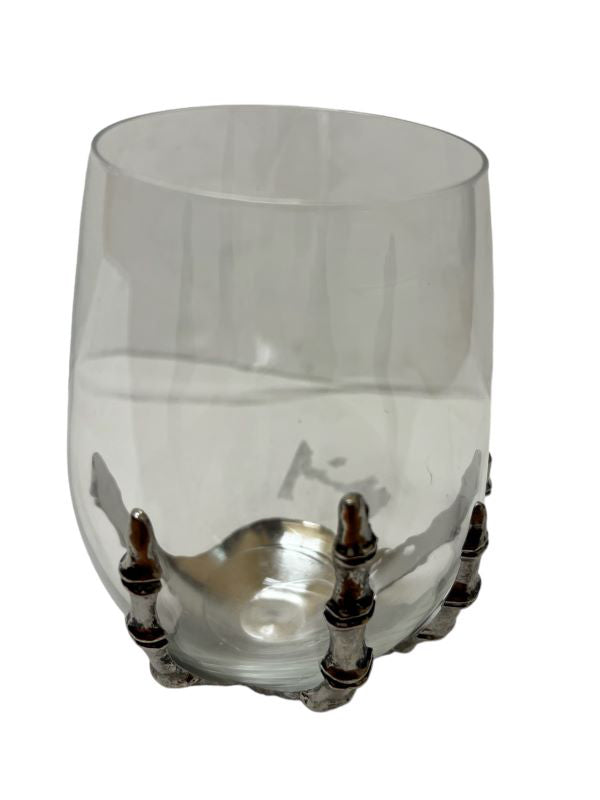 Stemless Wine Glass With Skeleton Hand