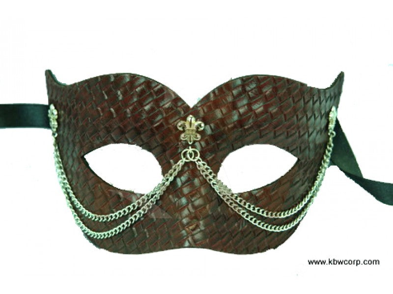 Leather Maquerade Mask w/ Chain: Brown