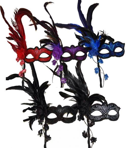 Mask w/ Stick and Flowers - ASST