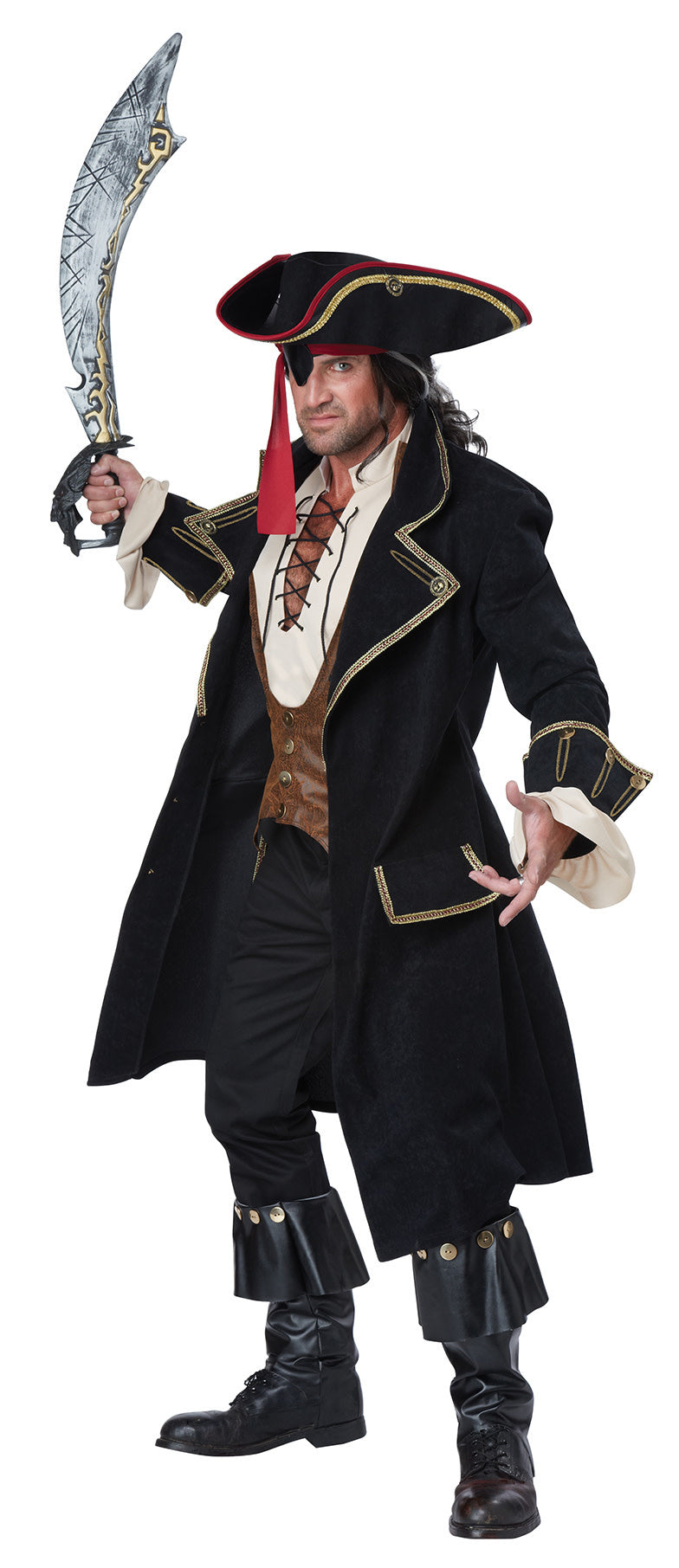 thumbnail image 2 of Mens Caribbean Pirate Costume Adult Sea Captain Robber Costume | UK 2 of 14