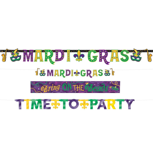 Mardi Gras Multi-Pack Letter Banner (4pk.)