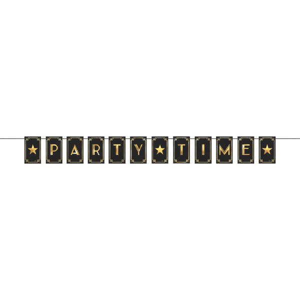 Ribbon Letter Banner Party Time Black/Gold Johnnie Brocks