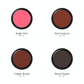 Ben Nye Creme Colors in Bright Pink CL - 4, Dark Sunburn CL - 10, Copper Brown CL - 12, and Beard Stipple CL - 27.