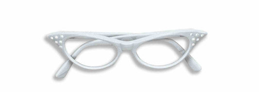 50’s Rhinestone Glasses: White