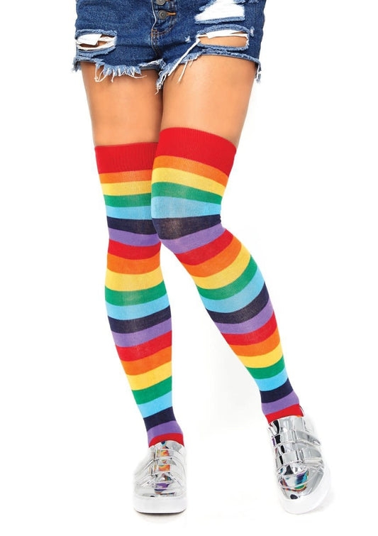 Thigh Highs Stockings: Cherry Rainbow