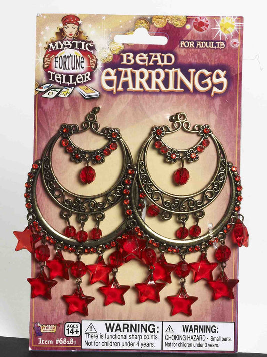 Gypsy Bead Earrings w/ Red Stars