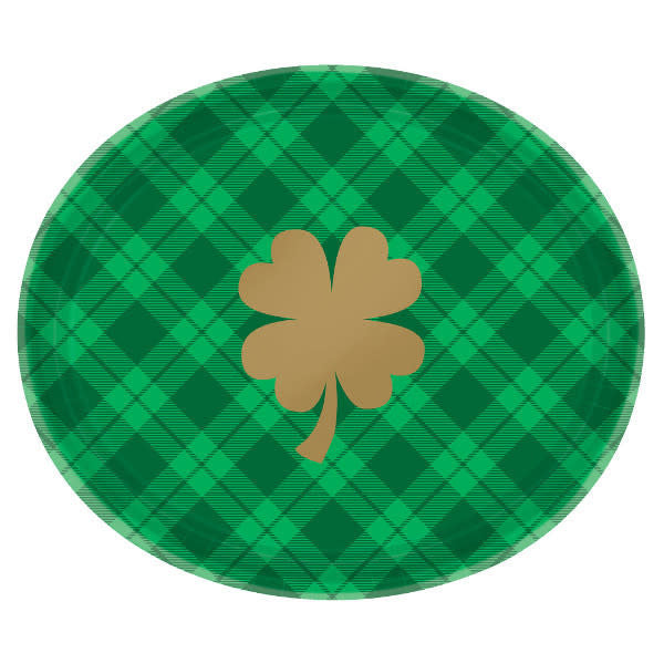 St. Patrick's Day Plaid Oval Plates (18pk.)