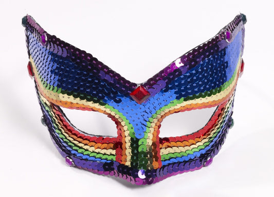 Sequin Mask with Eyeglasses Arms: Rainbow