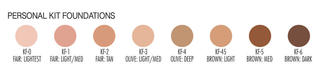 The different shades of foundations in the Ben Nye Creme personal kit.