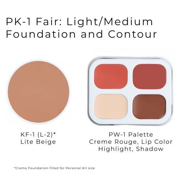 PK - 1 Fair: The Light/Medium foundation and contour from the Ben Nye Creme personal kit.