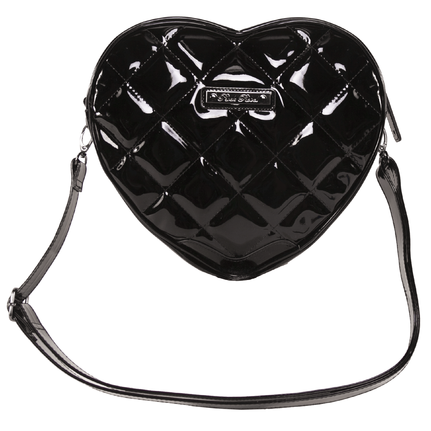 Bat Studded Quilted Heart Shoulder Bag - Black